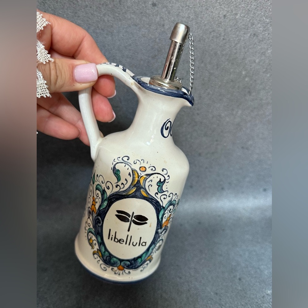 Handmade Deruta Olive Oil Bottle